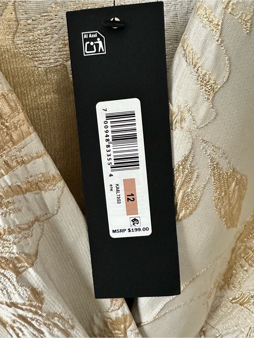 NWT Donna Karan Ivory Gold Floral Jacquard Wrap Midi Dress - Size 12 - Picture 5 of 12